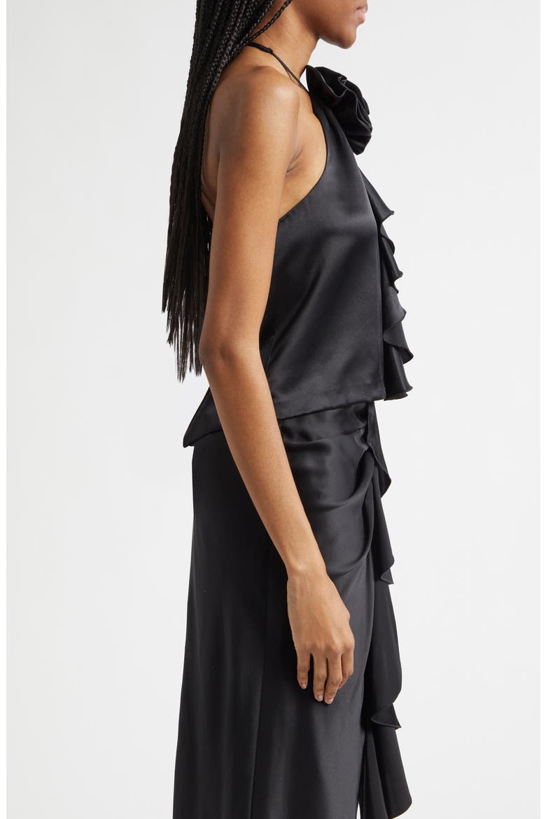Hallie Rosette Silk Top, Alternate, color, BLACK