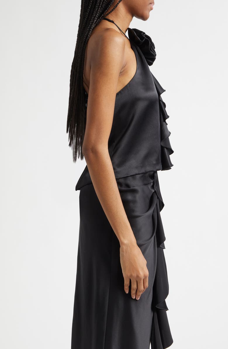 Cinq à Sept Hallie Rosette Silk Top, Alternate, color, Black
