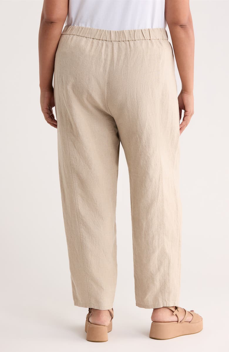 Eileen Fisher Pleated Organic Linen Ankle Lantern Pants, Alternate, color, Undyed Natural