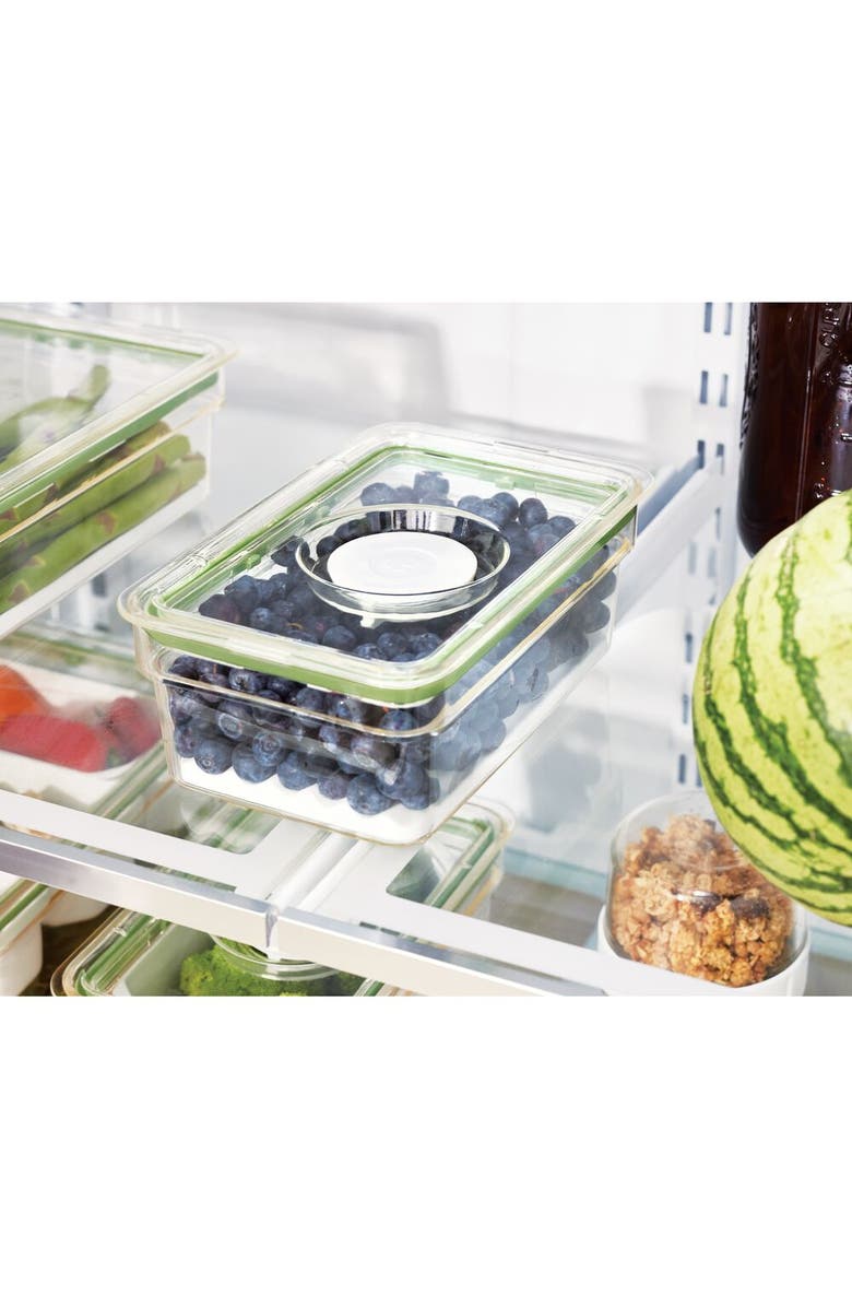 iDesign Medium Fridge Produce Bin with Drainage Tray - Set of 4 - Clear, Alternate, color, Clear