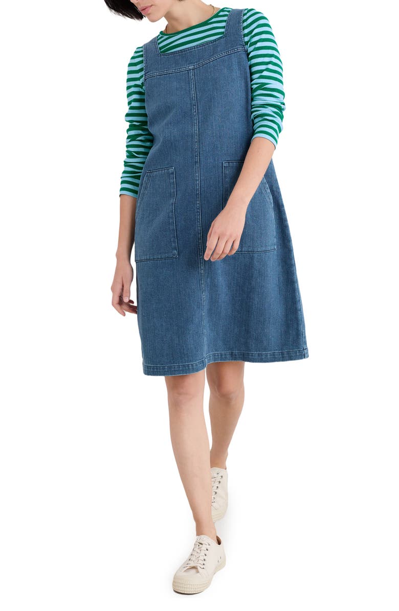 Seasalt Cornwall Calican Pinafore Denim Dress, Main, color, 