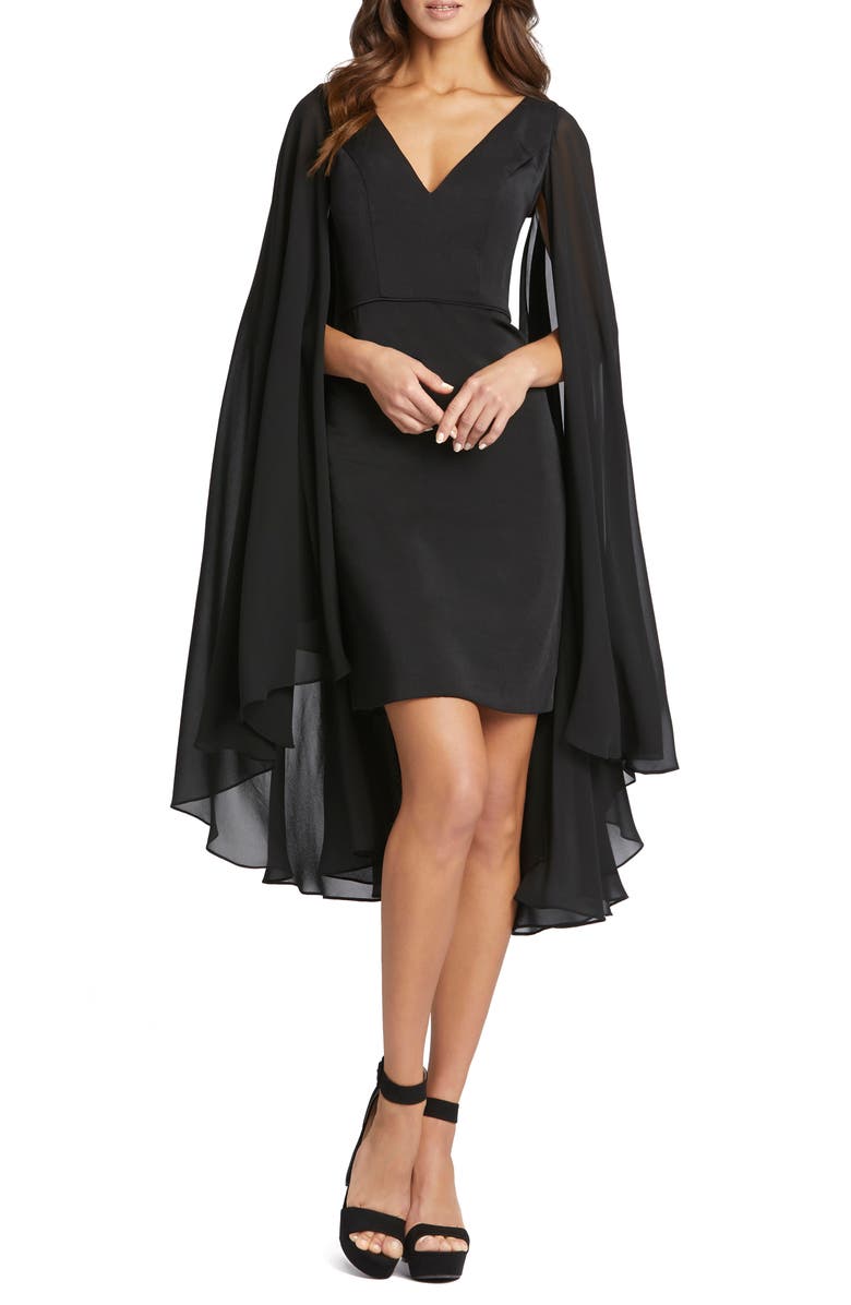 Mac Duggal Cape Sheath Cocktail Dress, Main, color, 