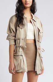 Open Edit Satin Utility Jacket