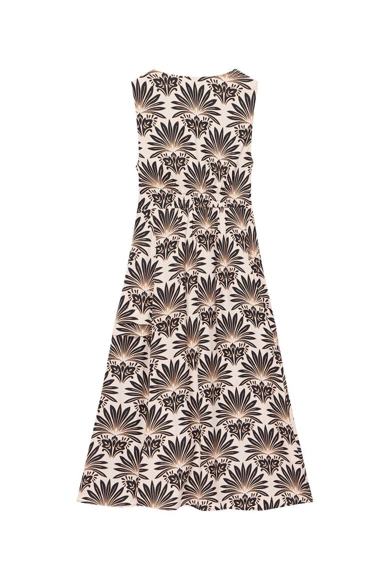 Floral Print Sleeveless Midi Dress, Alternate, color, Black