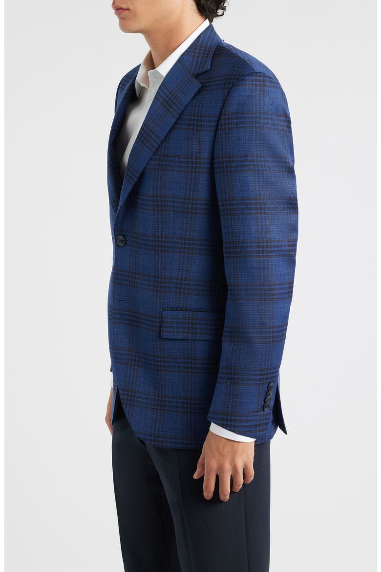 Flynn Classic Fit Dark Blue Plaid Wool Sport Coat, Alternate, color, BLUE