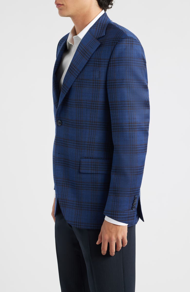 Peter Millar Flynn Classic Fit Dark Blue Plaid Wool Sport Coat, Alternate, color, Blue