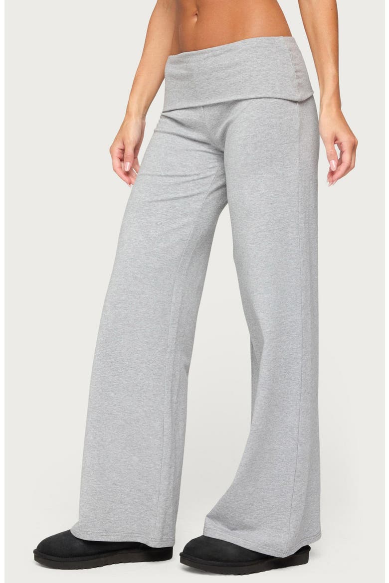 Angel Energy Foldover Waistband Wide Leg Pants, Alternate, color, GRAY-MELANGE