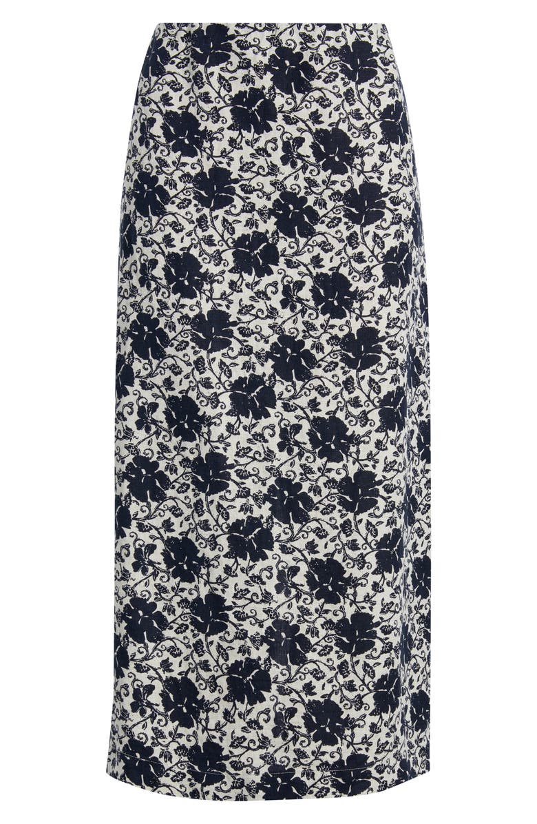 Madewell Floral Print Linen Midi Skirt, Main, color, Oat