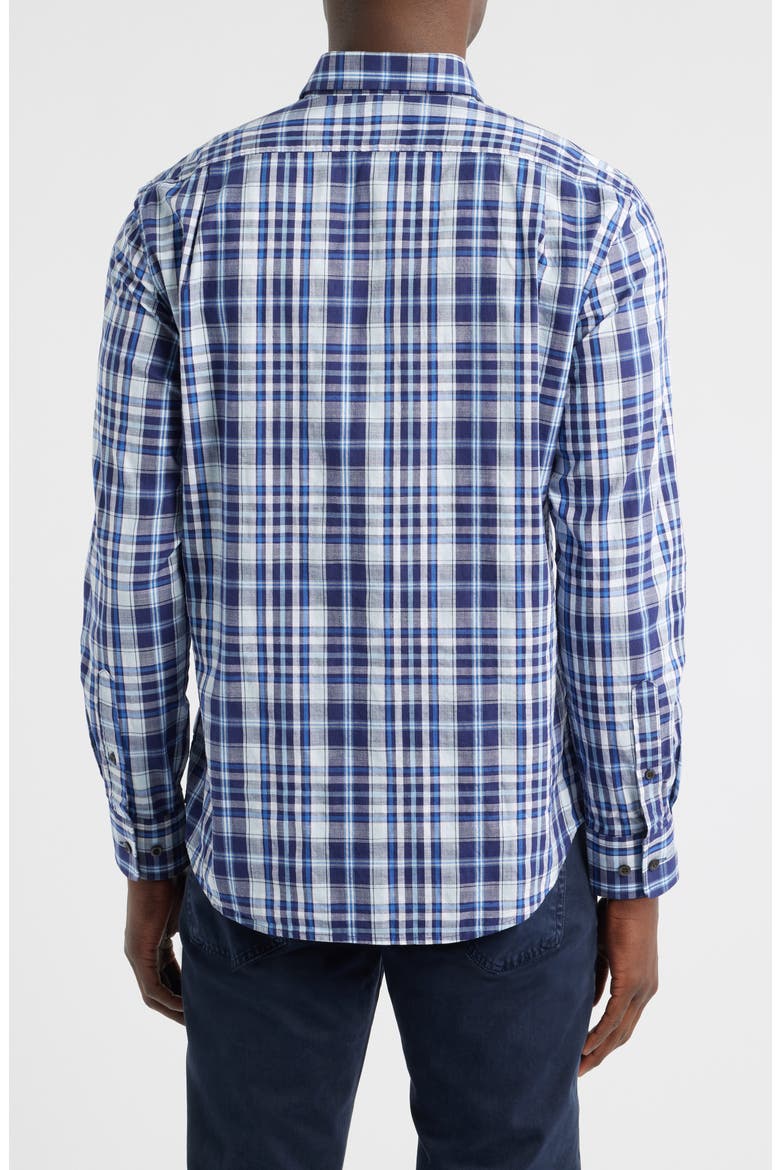Brentford Plaid Button-Down Shirt, Alternate, color, NAVY