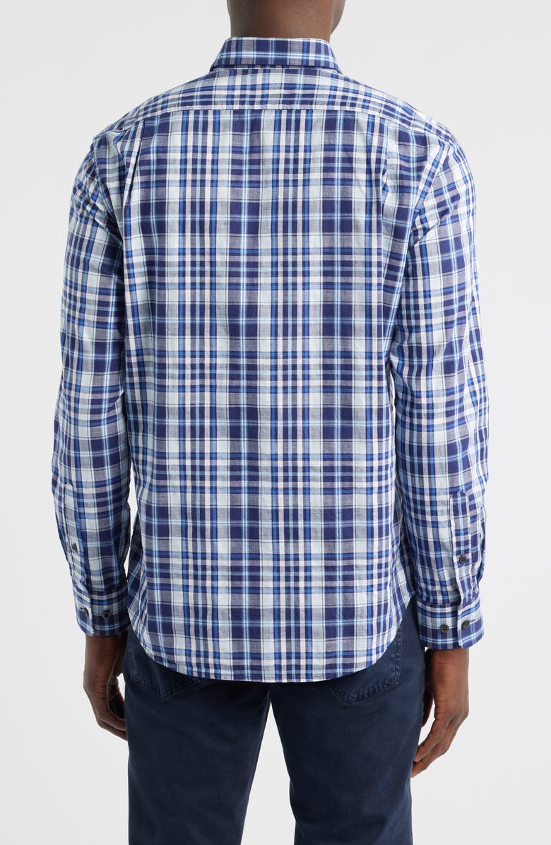 johnnie-O Brentford Plaid Button-Down Shirt, Alternate, color, Navy