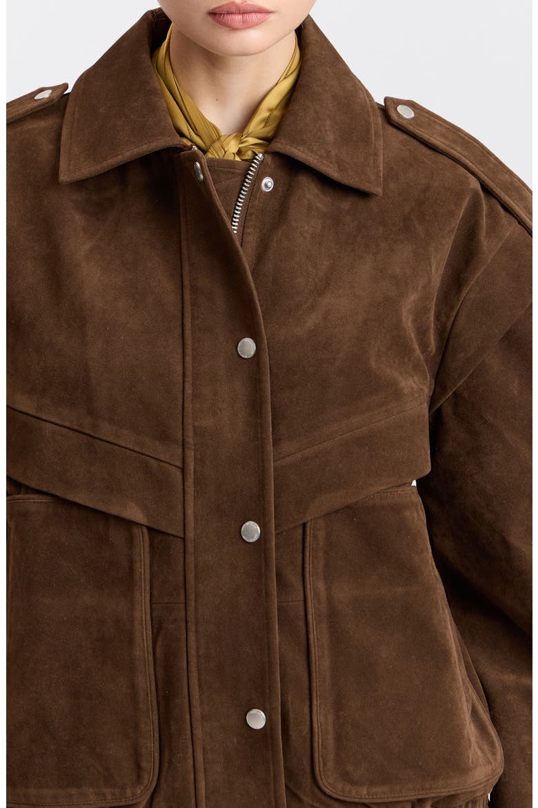 Faux Suede Bomber Jacket, Alternate, color, BRUNETTE