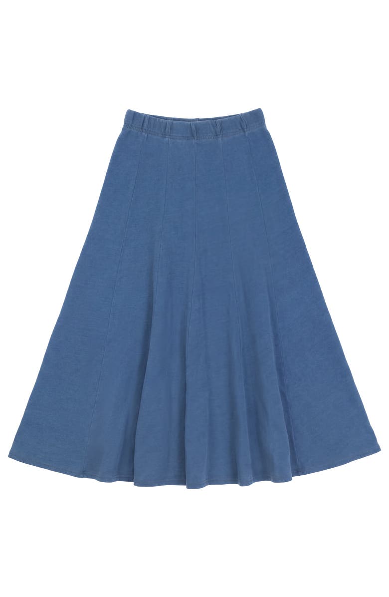 FYI Denim Terry Vertical Panel Elastic Waist Midi Skirt, Main, color, Denim