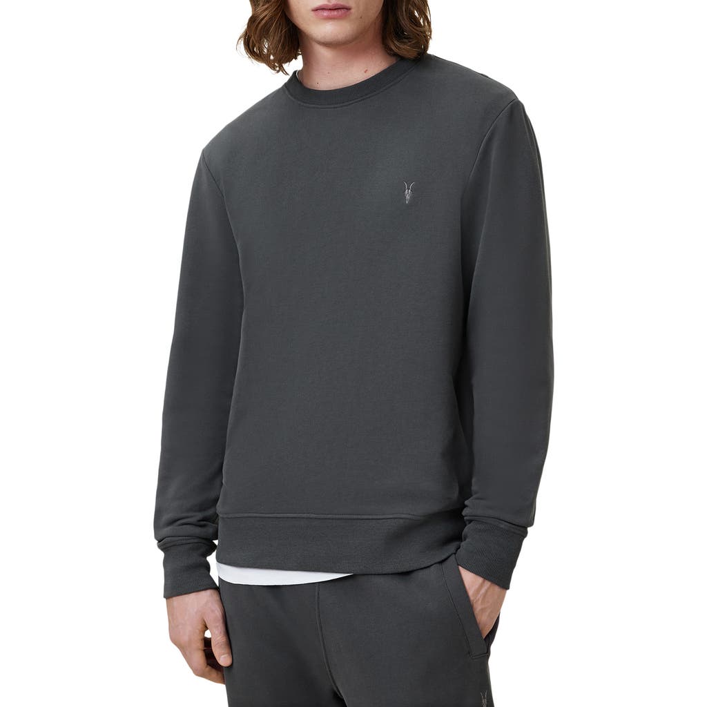 Shop Allsaints Raven Crewneck Sweatshirt In Carter Grey