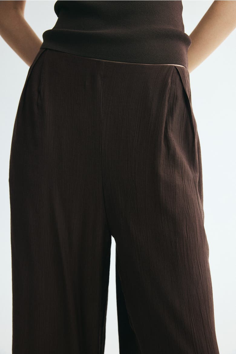 Crinkled Viscose-blend Pants, Alternate, color, Dark brown