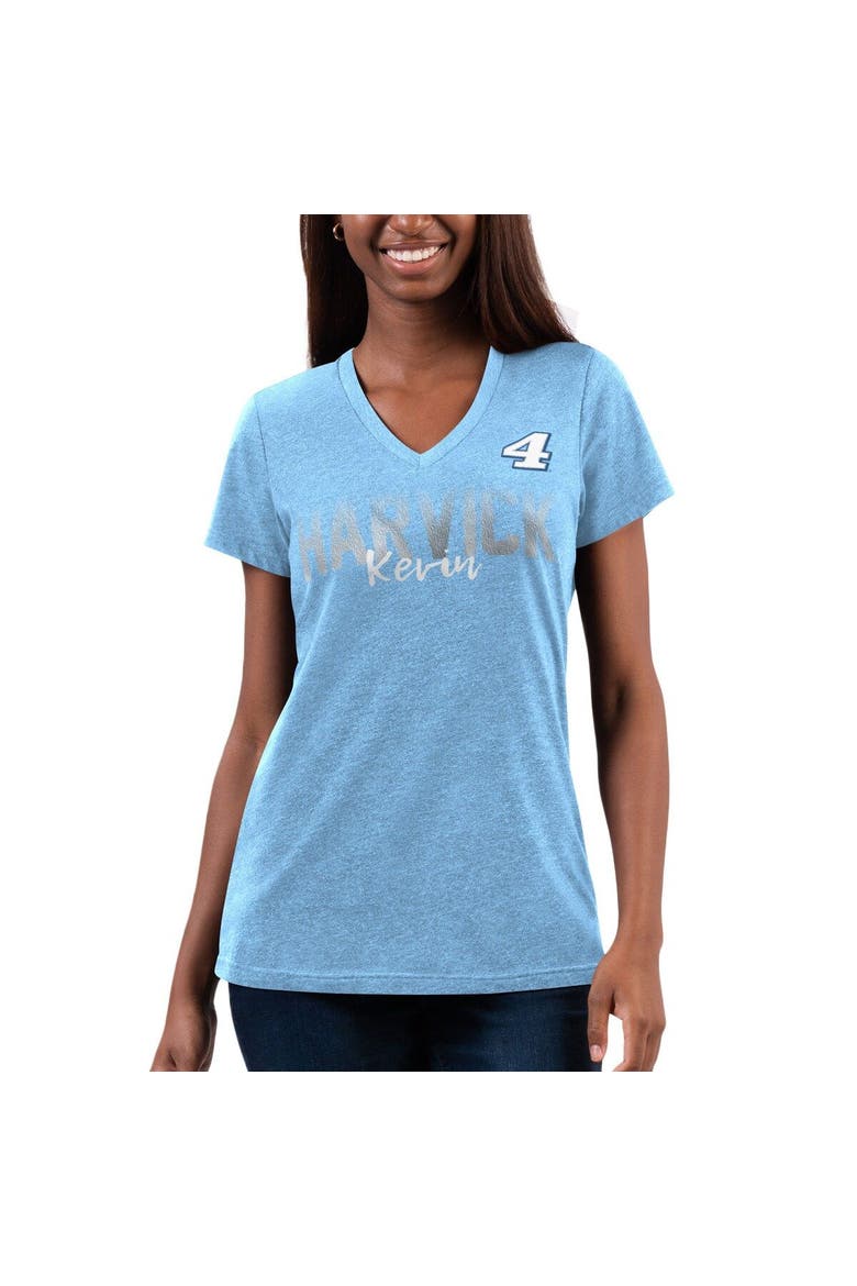 Women's G-III 4Her by Carl Banks Light Blue Kevin Harvick Snap V-Neck T-Shirt, Main, color, Light Blue