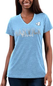 G-III 4HER BY CARL BANKS Women's G-III 4Her by Carl Banks Light Blue Kevin Harvick Snap V-Neck T-Shirt