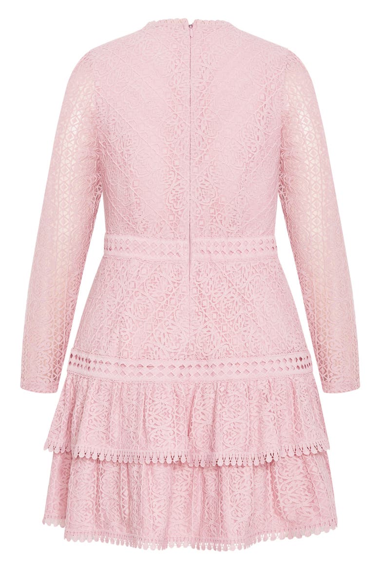 Gabriella Long Sleeve Lace Minidress, Alternate, color, SOFT ROSE