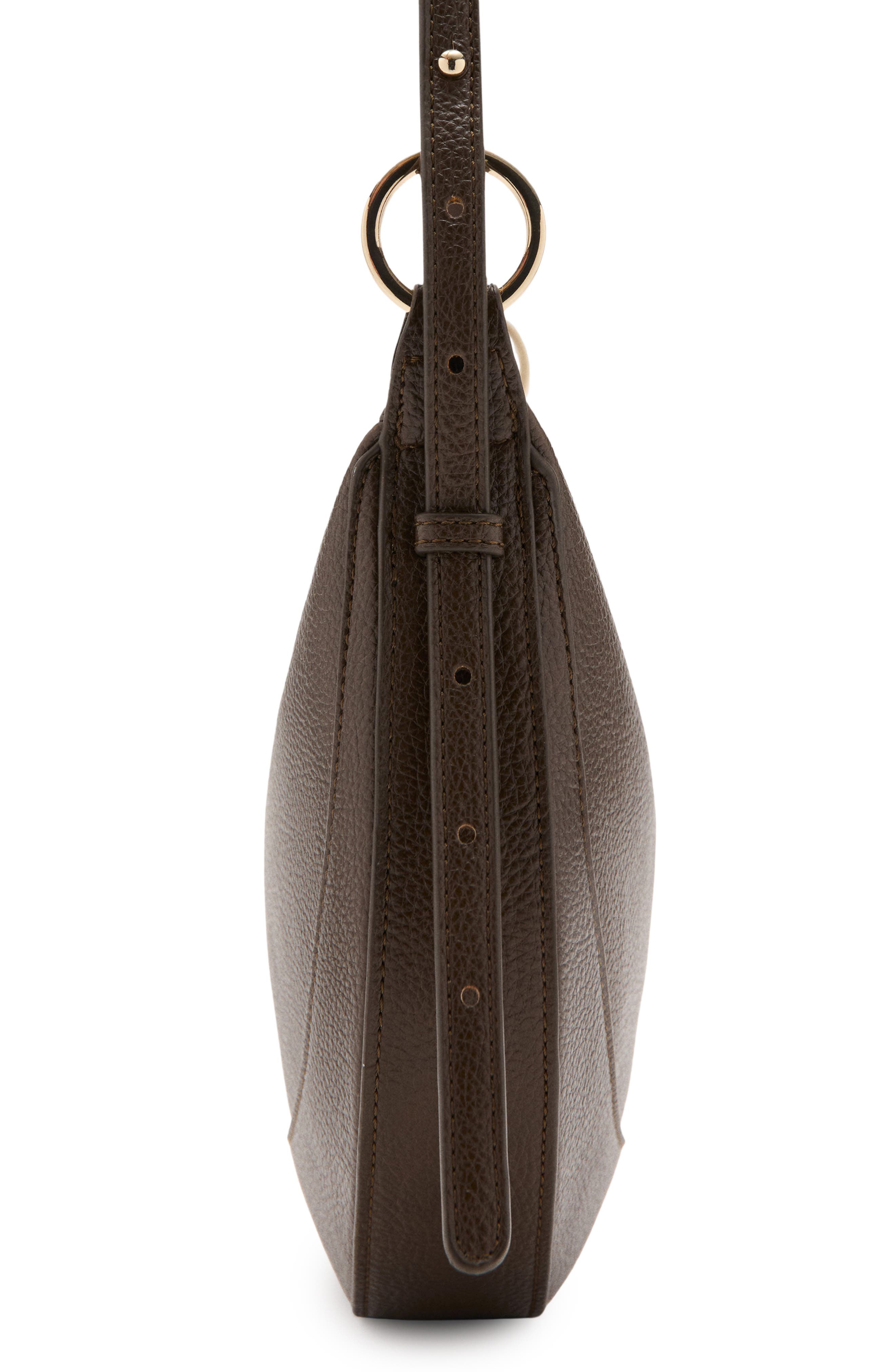 MANGO Oval Faux Leather Shoulder Bag, Alternate, color, Khaki