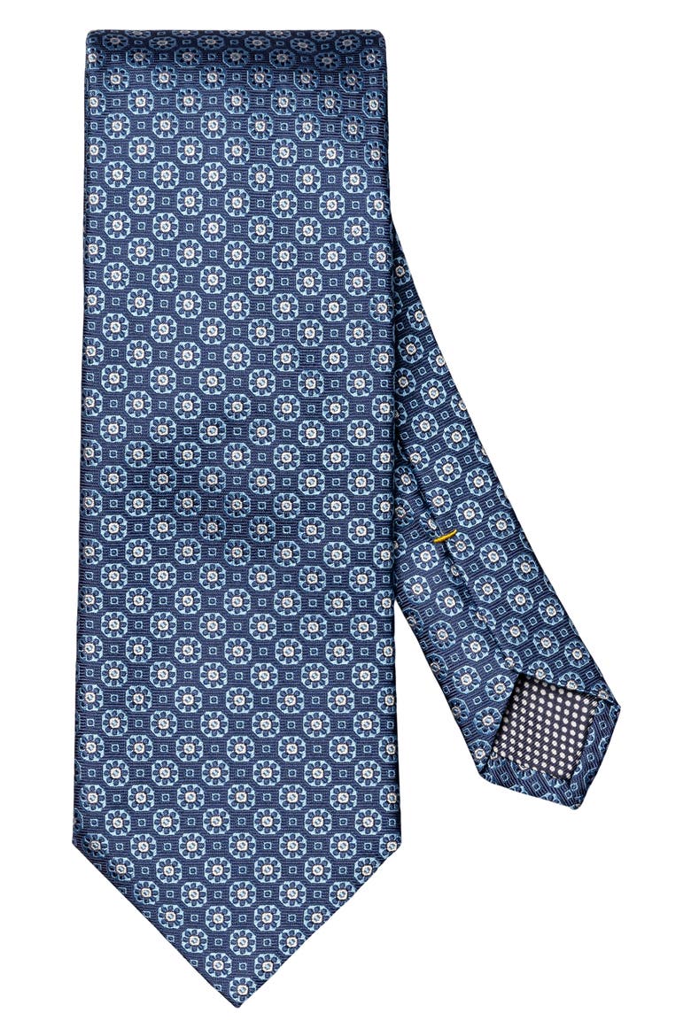 Medallion Silk Tie, Main, color, NAVY