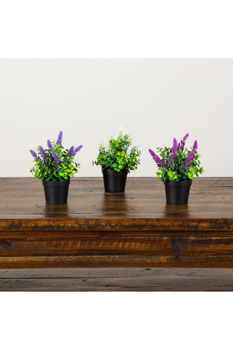 8-in Artificial Spiked Lavender Plant in Black Pot - Set of 3, Alternate, color, Assorted