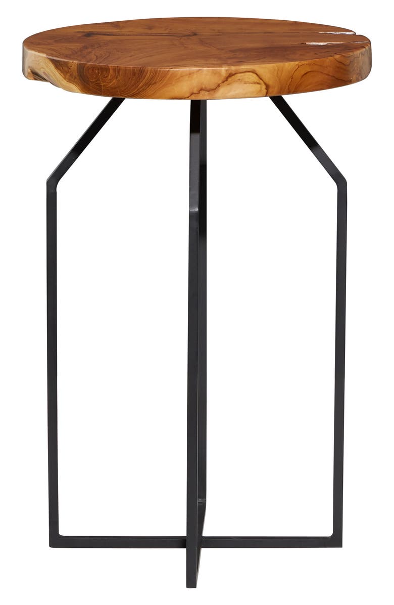 GINGER BIRCH STUDIO Brown Metal Contemporary Accent Table with Black X-Shaped Base, Alternate, color, 