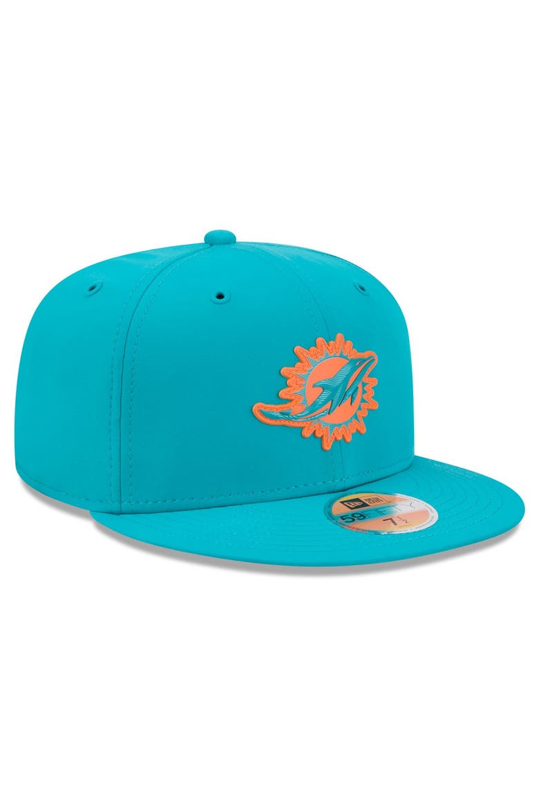 Men's New Era Aqua Miami Dolphins 2026 Sideline 59FIFTY Fitted Hat, Alternate, color, Aqua