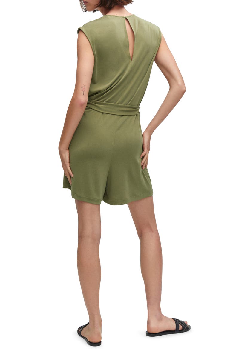 MANGO Tie Waist V-Neck Romper, Alternate, color, 
