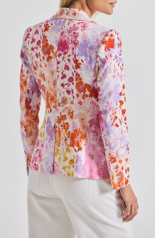 Derek Lam 10 Crosby Irina Floral Stretch Linen Blend Jacket In Multi