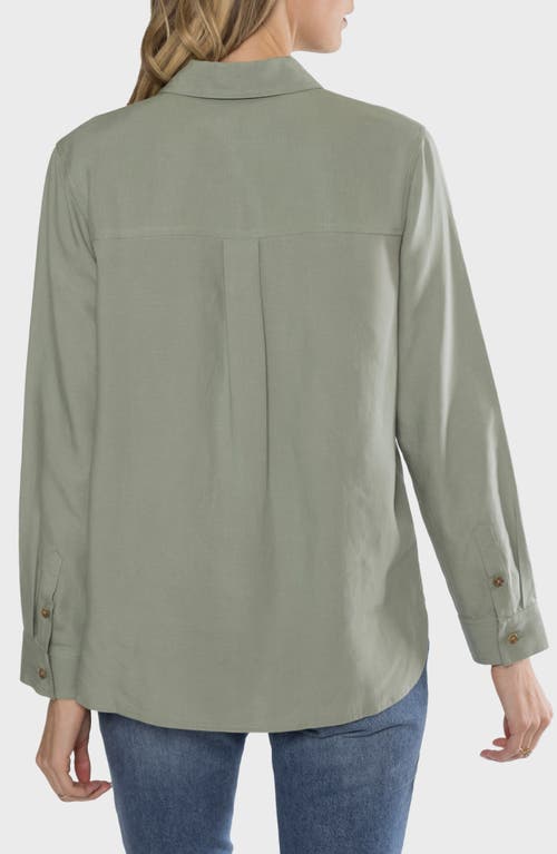 Matty M . Raye Long Sleeve Utility Shirt In Green