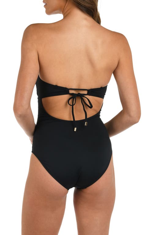 La Blanca One Piece Swimsuit Island Goddess Shirred Side Bathing Suit In Black