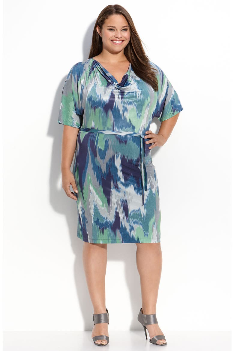 Drape Neck Jersey Dress, Main, color, SAGE BRUSH