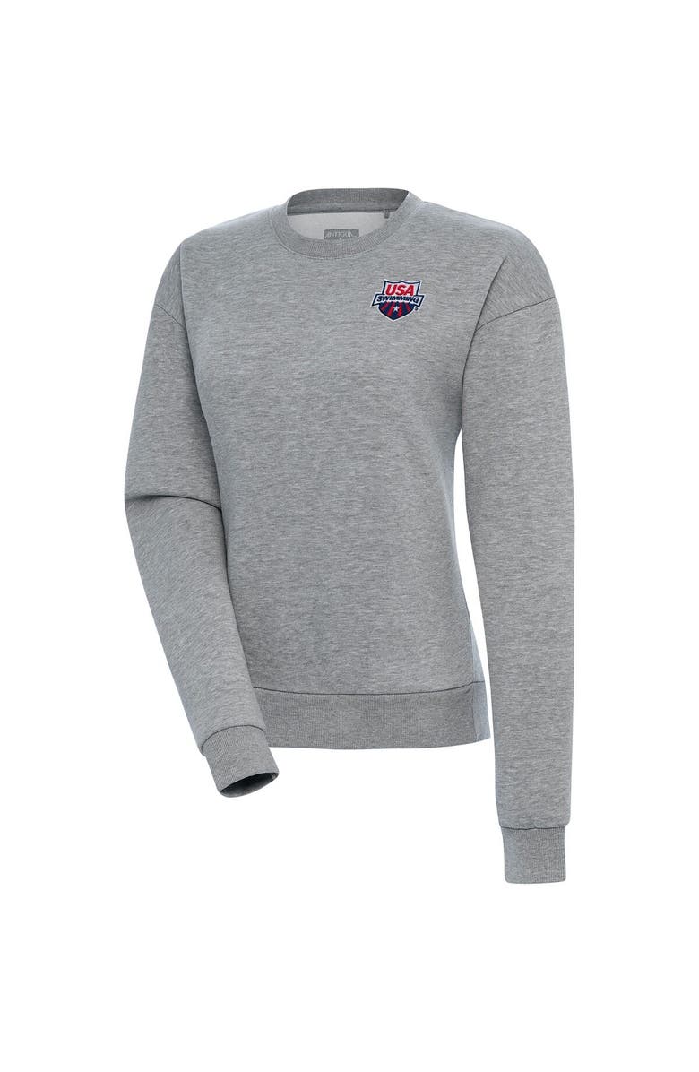 ANTIGUA Women's Antigua  Heather Gray USA Swimming Victory Pullover Sweatshirt, Alternate, color, Heather Gray