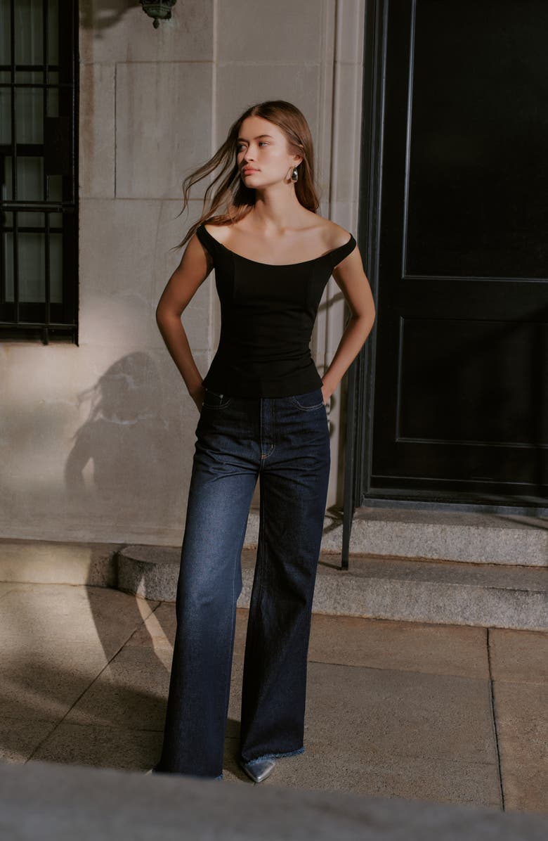 Marcella Eliana Off the Shoulder Top, Alternate, color, Black