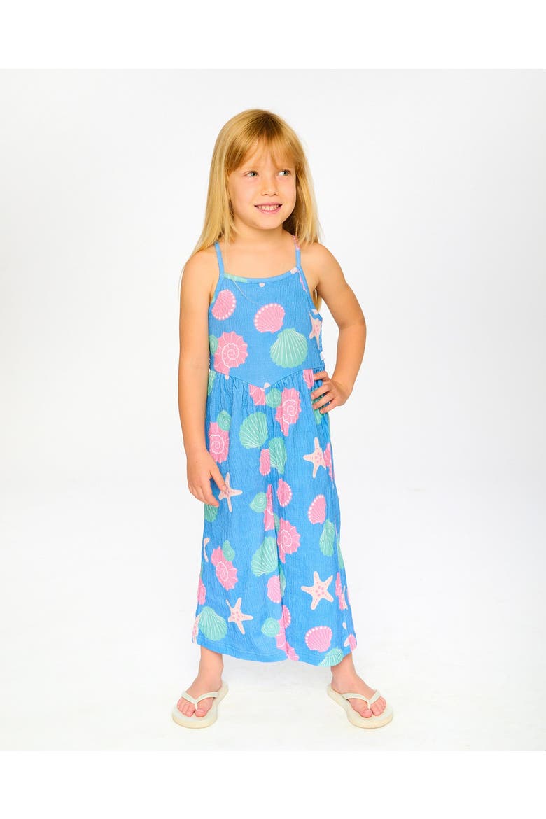 Crinkle Jersey Shell Jumpsuit, Alternate, color, Blue Seashell Print