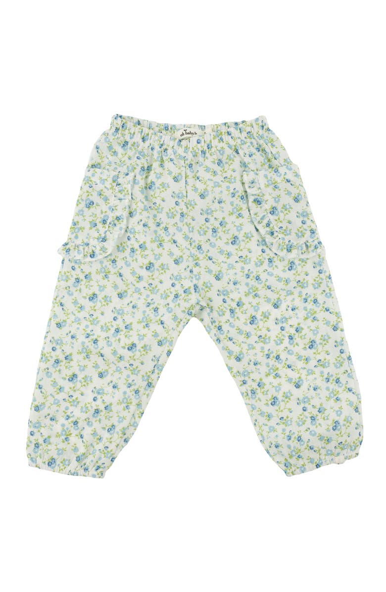 oh baby! Poppy Sprig Ruffle Side Pocket Pant, Main, color, Sky Blue