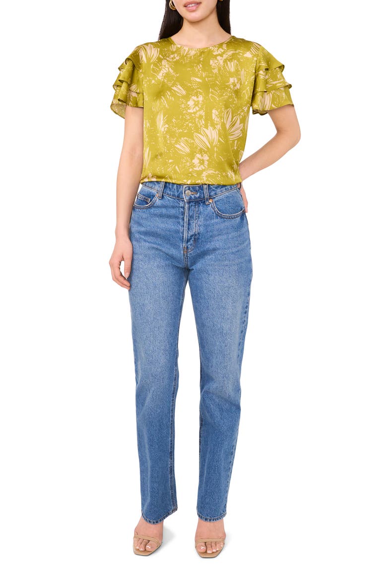 Tiered Ruffle Sleeve Top, Alternate, color, GREEN OASIS