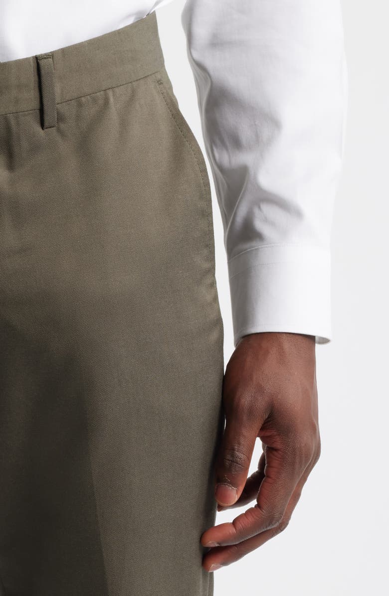 Berle Trim Fit Flat Front Lyocell & Cotton Twill Chinos, Alternate, color, Olive