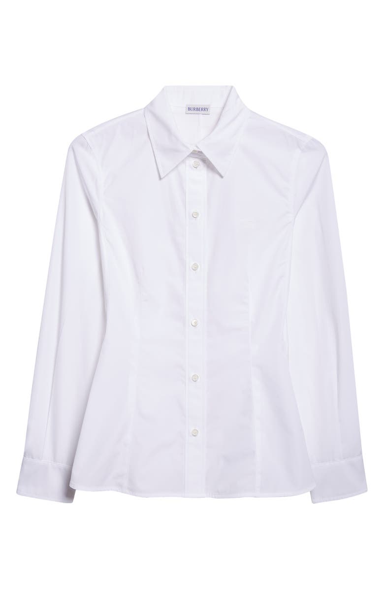Burberry Eliza Fitted Button-Up Shirt, Alternate, color, Optic White
