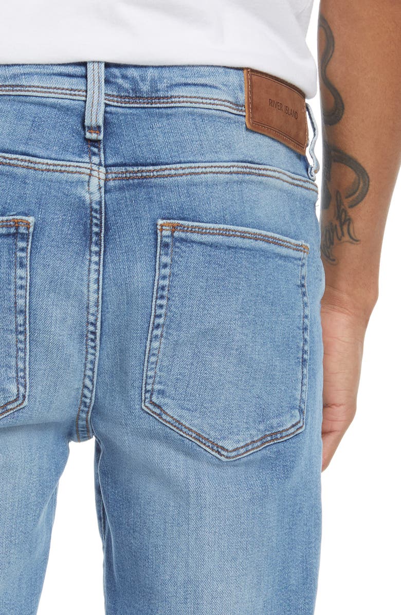 River Island Blue Ollie Ripped Spray-On Skinny Jeans, Alternate, color, 