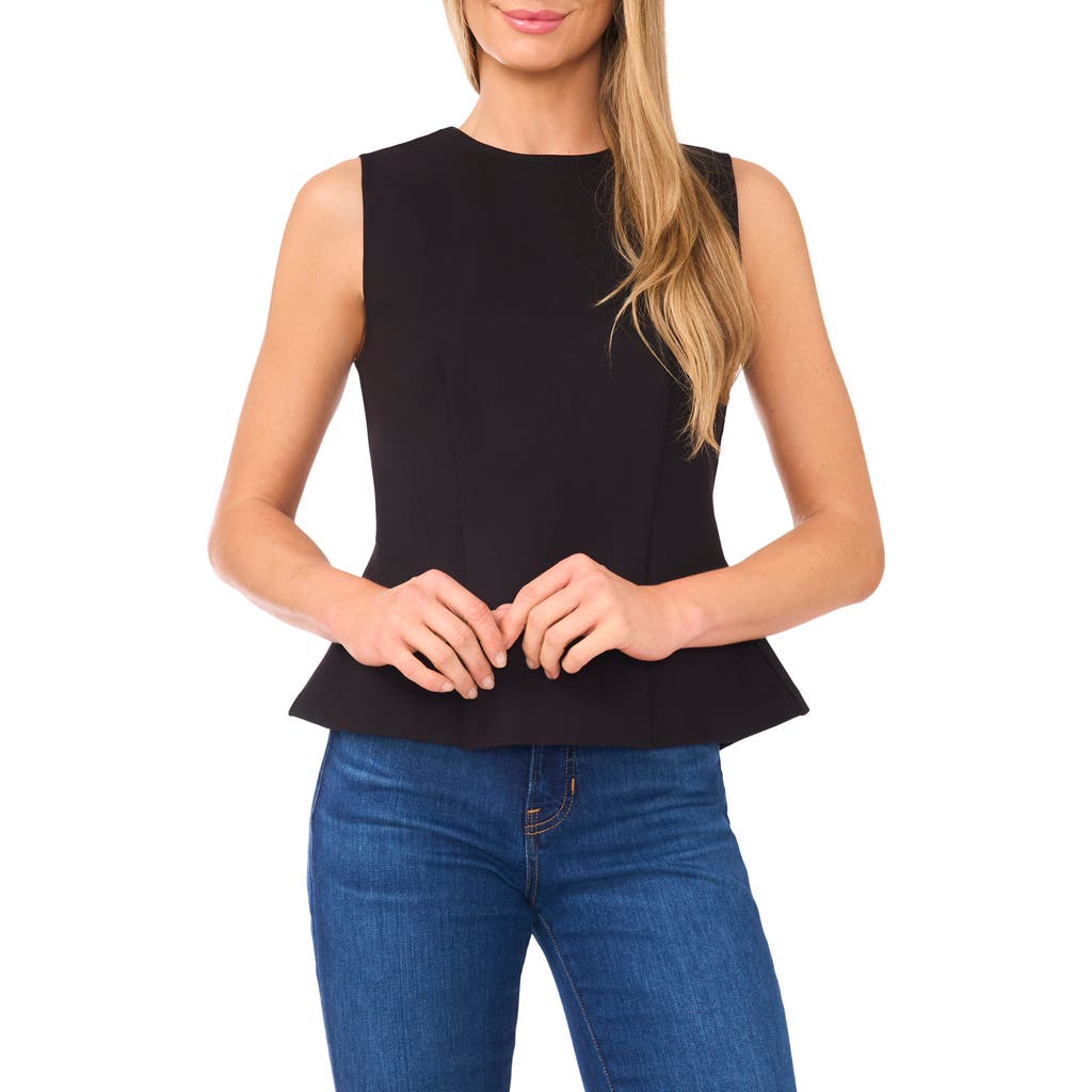 Ted Baker Peplum Ponte Knit Tank In Black