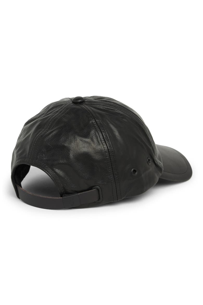 Glazed Leather Baseball Cap, Alternate, color, BLACK