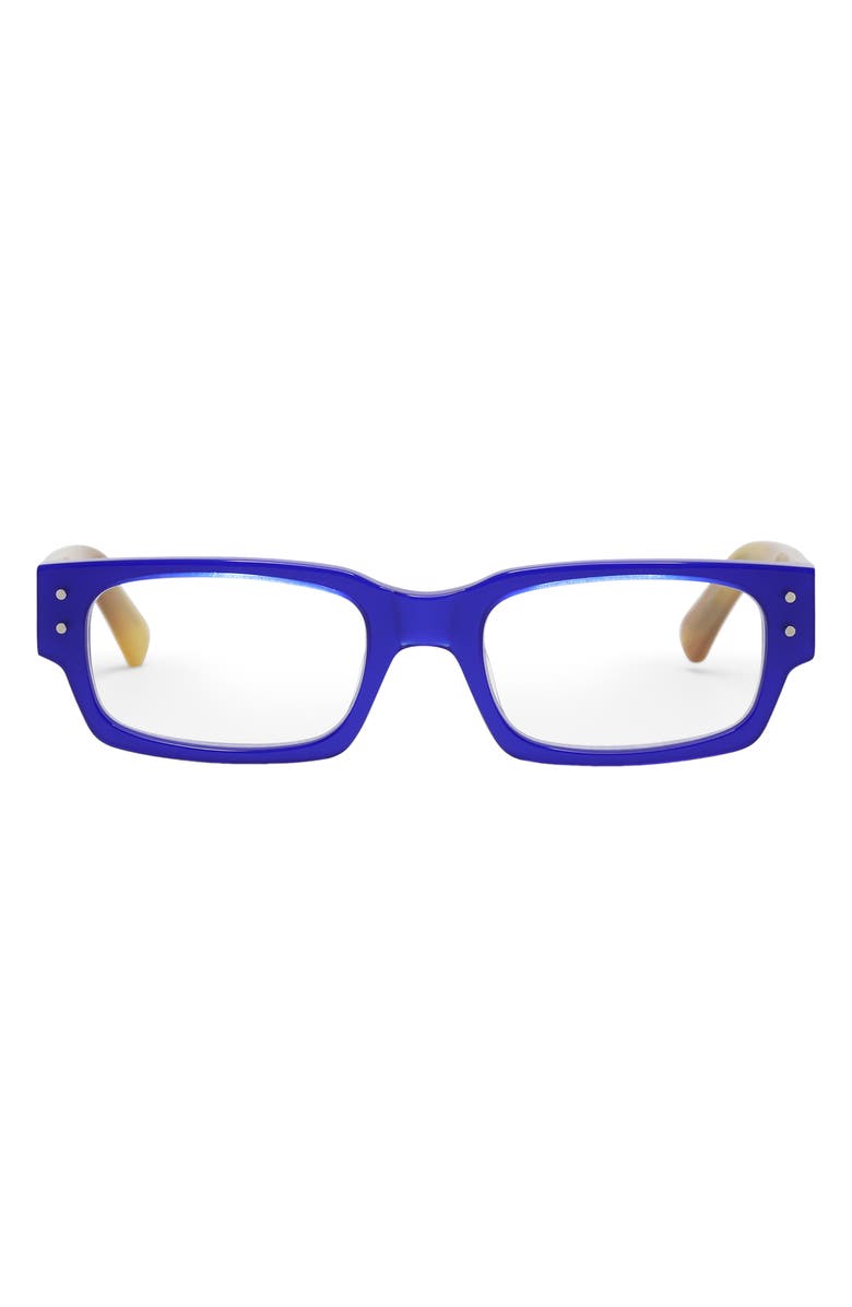 eyebobs Peckerhead 50mm Rectangular Reading Glasses, Alternate, color, Cobalt/ Blonde/ Clear