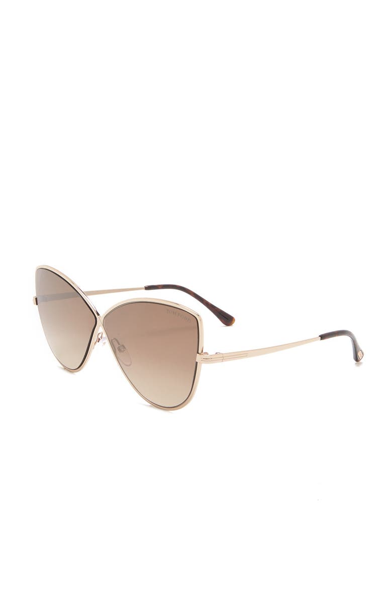 TOM FORD Elise 65mm Cat Eye Sunglasses, Alternate, color, Srgld/Brnmr