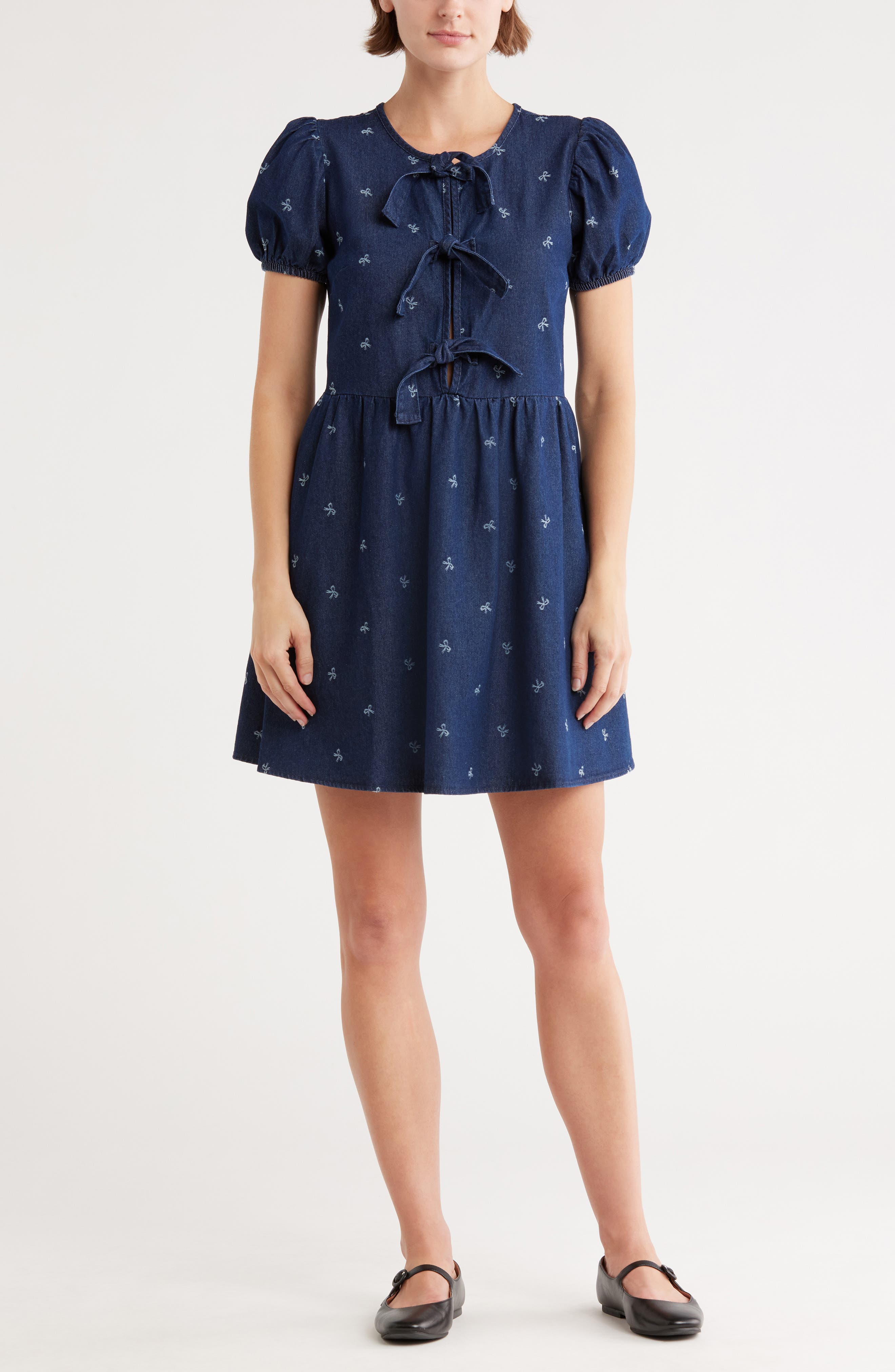 Blu Pepper Bow Print Minidress