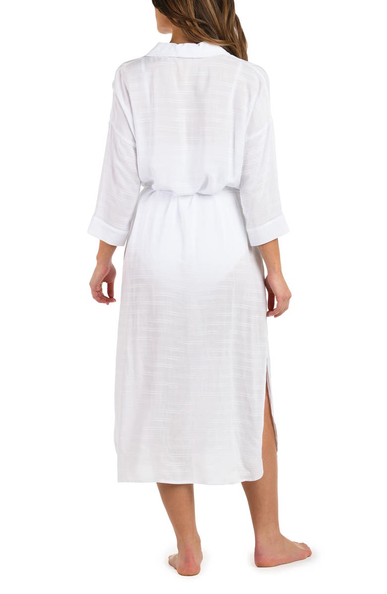 La Blanca Sea Cover Button-Up Cover-Up Dress, Alternate, color, White