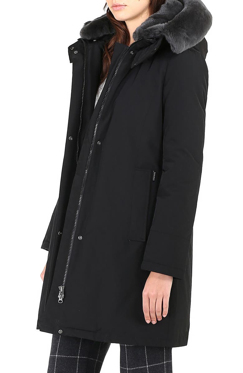 Woolrich Bow Bridge Down Genuine Rabbit Fur Trim Parka, Alternate, color, 