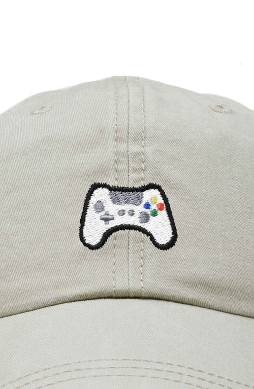 Dalix Game Controller Embroidered Hat In Washed Stone White