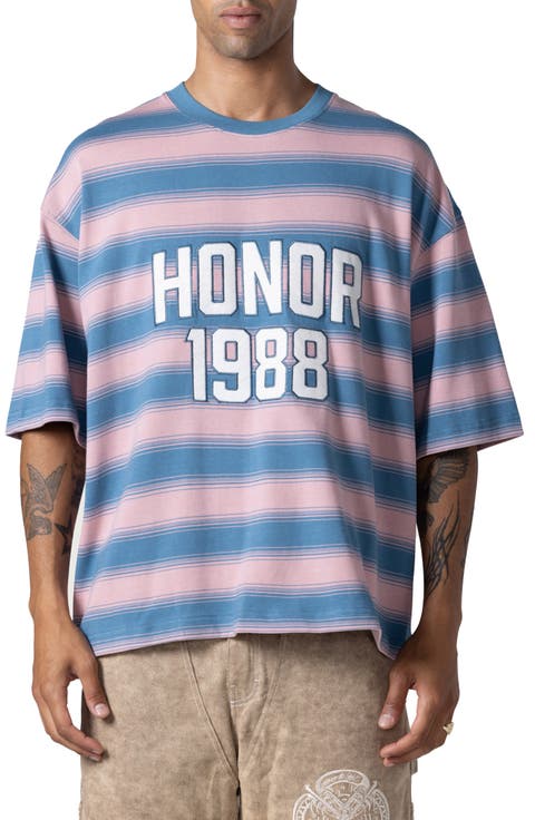 1988 Logo Appliqué Box Stripe T-Shirt