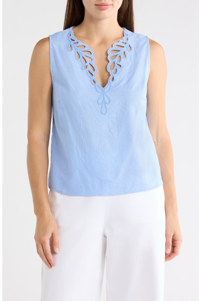 Embroidered Eyelet Sleeveless Top, Main, color, HYDRANGEA