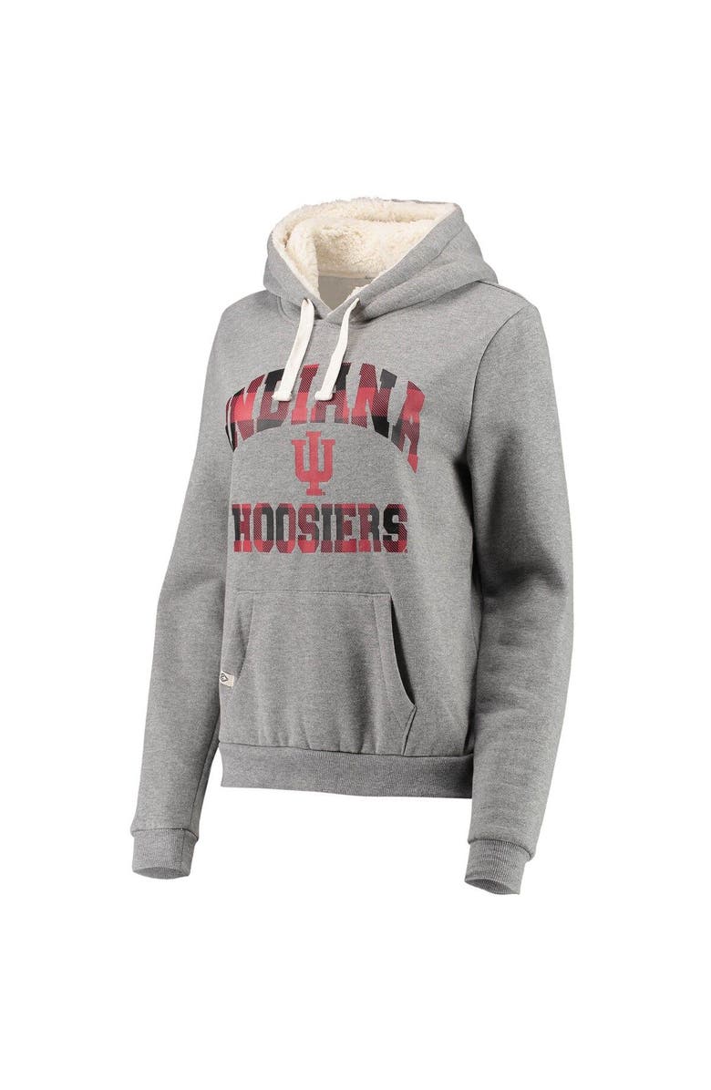 COLOSSEUM Women's Colosseum Heathered Gray Indiana Hoosiers Plaid Sherpa Pullover Hoodie, Alternate, color,